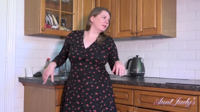 AuntJudys Rachel Striptease And Masturbation In The Kitchen