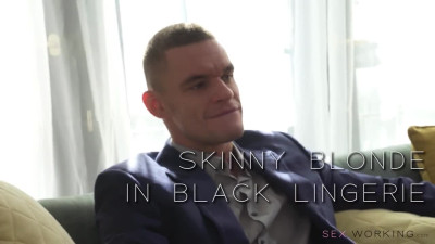 SexWorking Chrystal Sinn Skinny Blonde In Black Lingerie