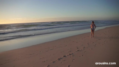 Arousins Rebecca Volpetti Hot Blowjob On The Beach